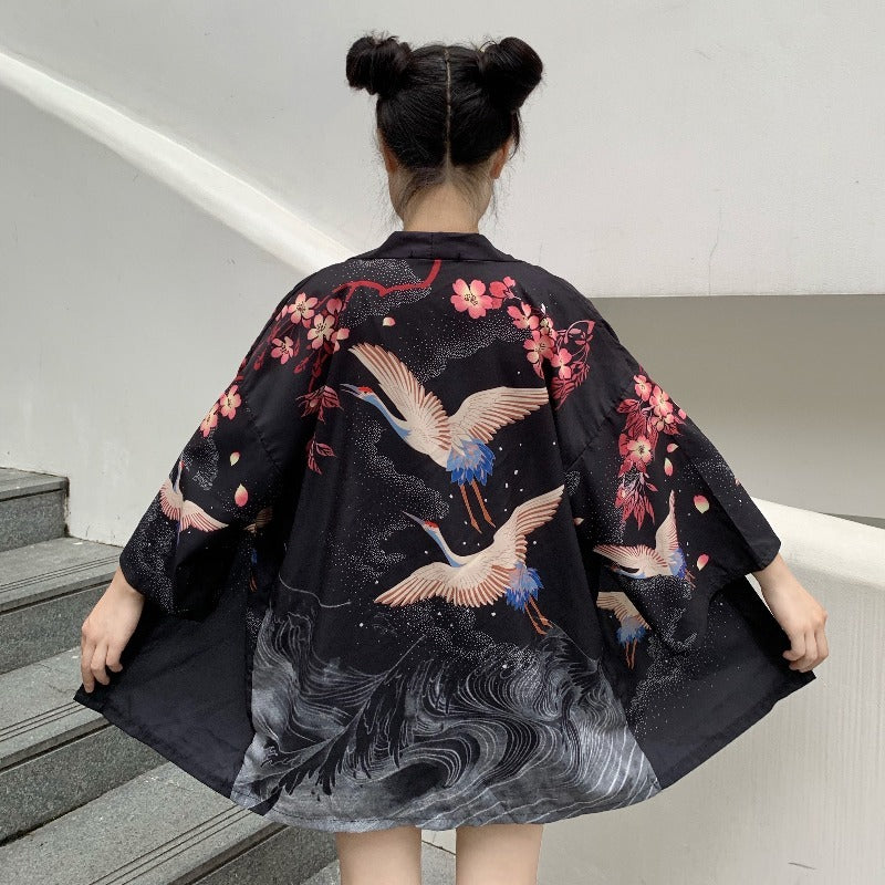 Ukiyoe Kimono Cardigan – Traditional Print Streetwear for Men & Women