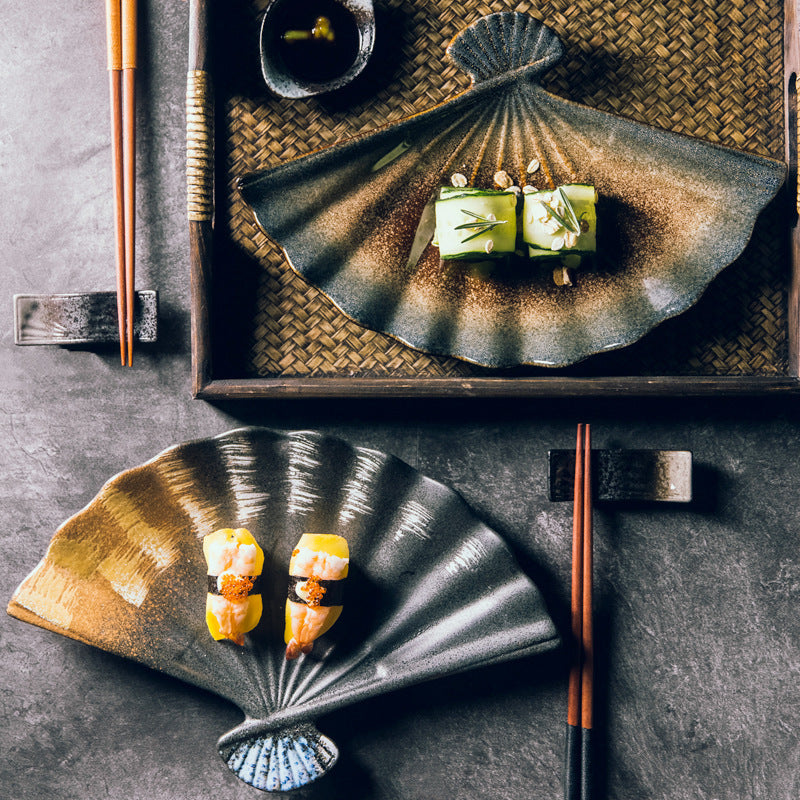Sensu Ceramic Plate And flat Plate - 扇子プレート
