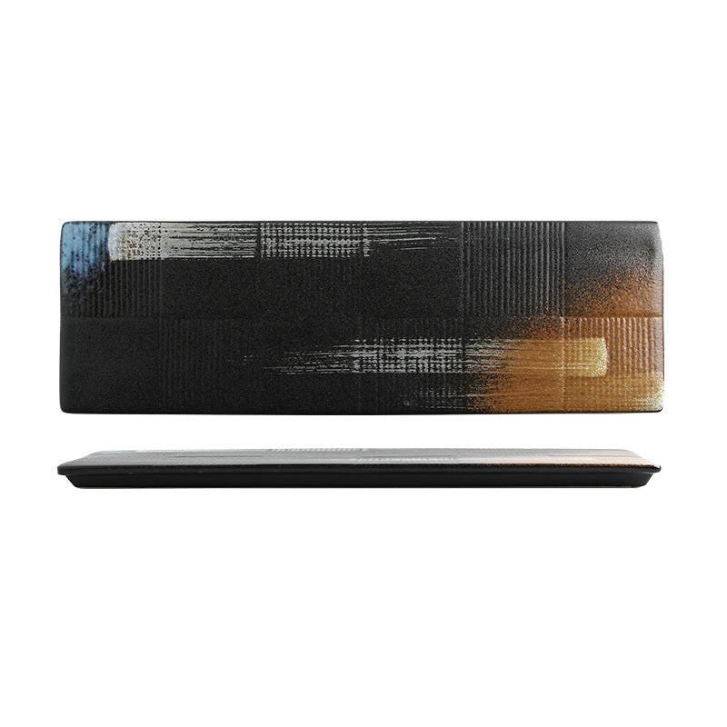 Zen Harmony Hand-Painted Long Ceramic Sushi Plate