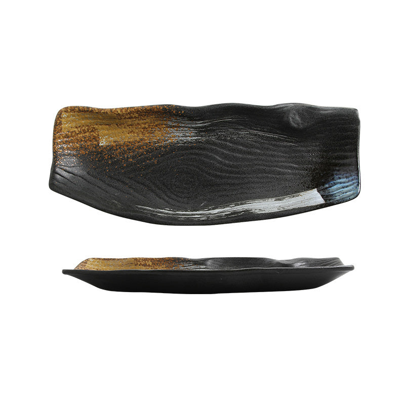 Zen Harmony Hand-Painted Long Ceramic Sushi Plate