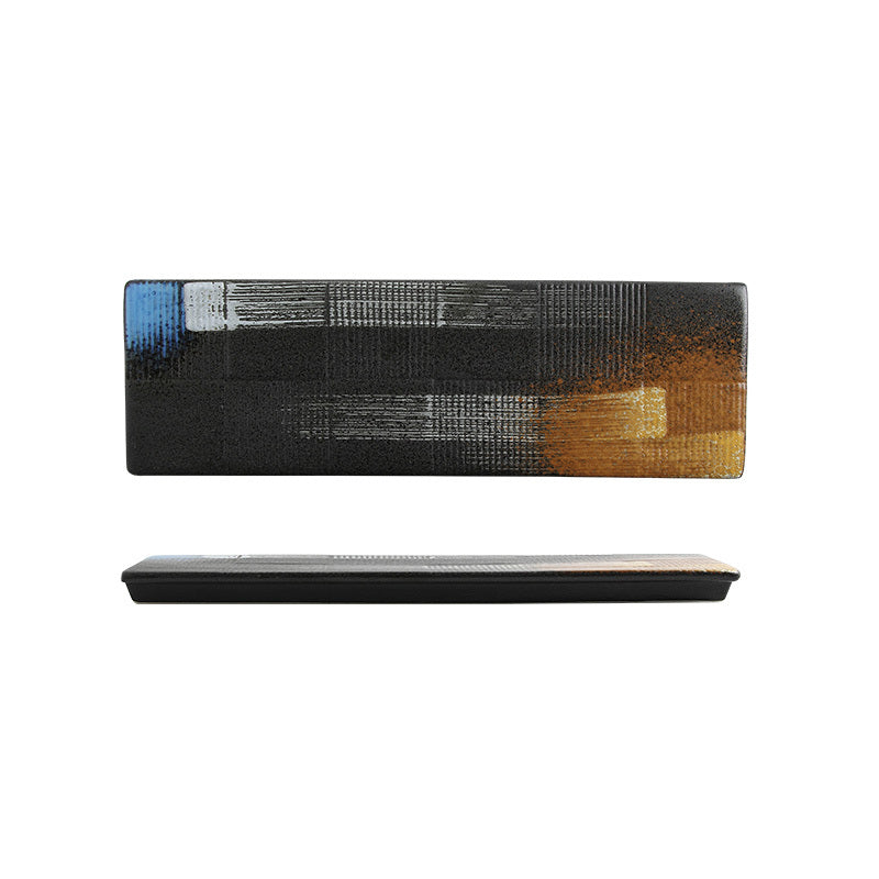 Zen Harmony Hand-Painted Long Ceramic Sushi Plate