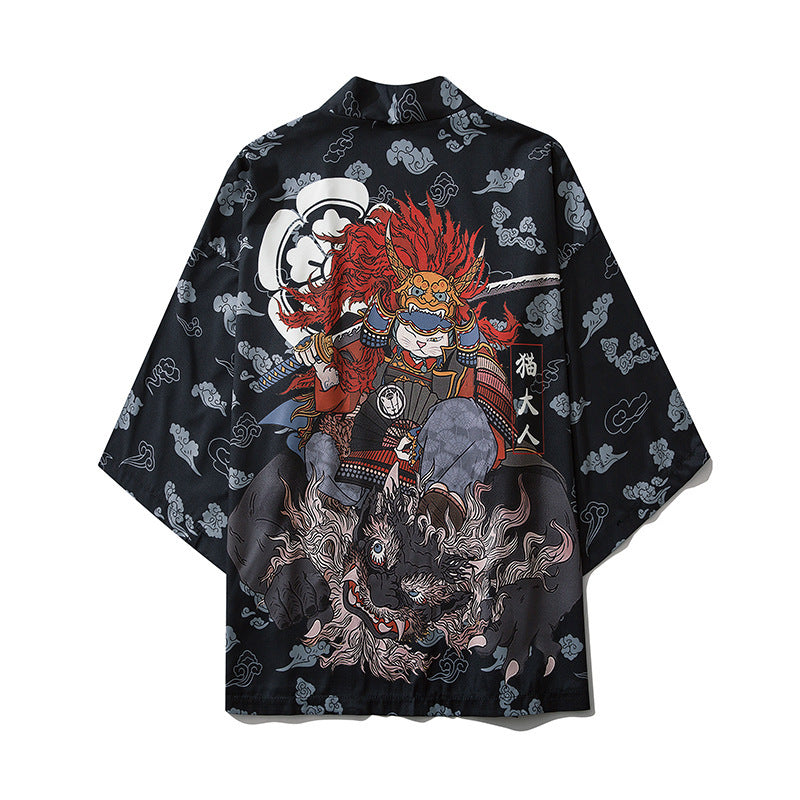 Cat Samurai Kimono Cardigan｜猫侍 羽織カーディガン