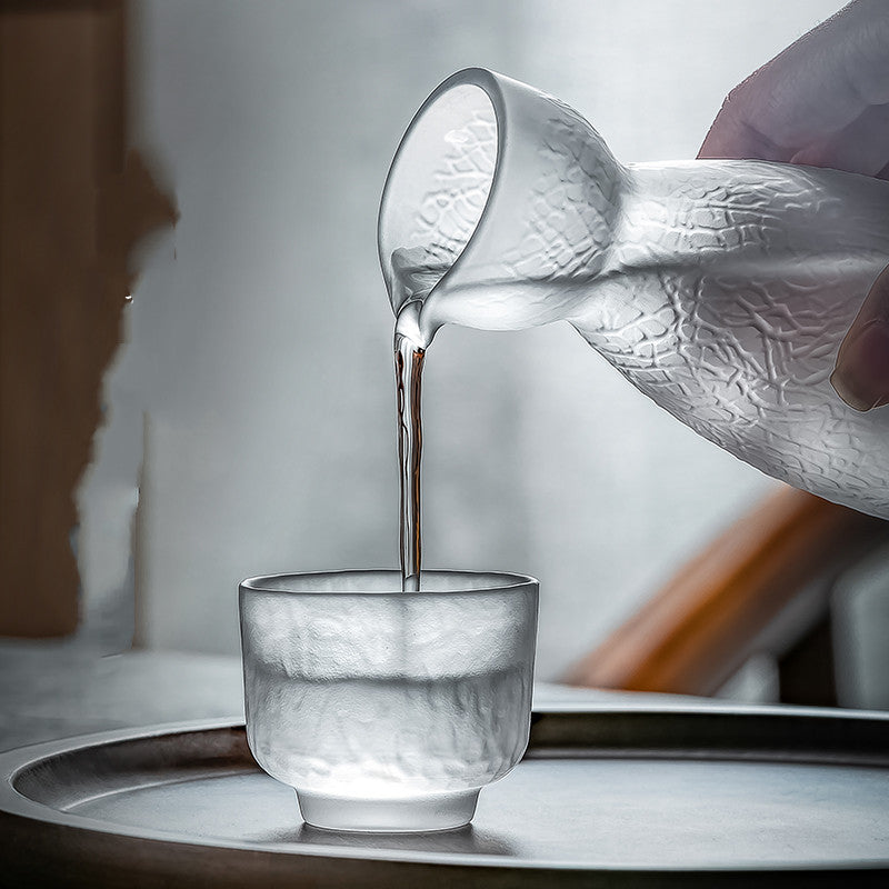Japanese Crystal Frosted Sake Jug Set - クリスタル日本酒お猪口セット